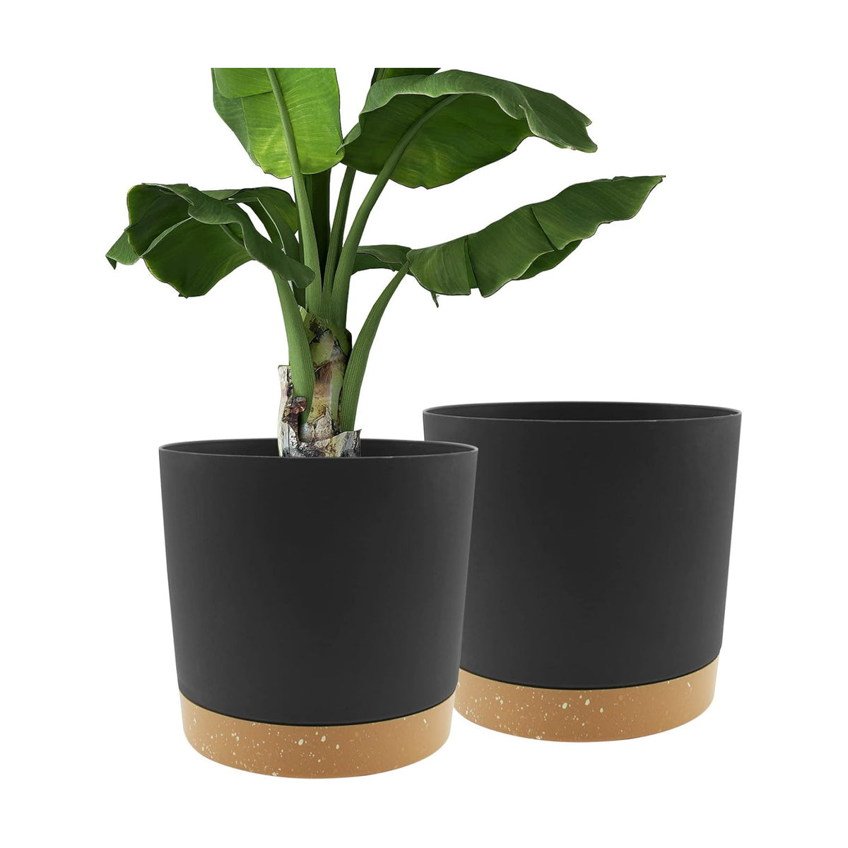 QCQHDU 12 inch Plant Pot, 2 Pack Planters for Indoor Plants with Drainage Holes & Saucer, Outdoor Flower Pots Home Garden Modern Decor