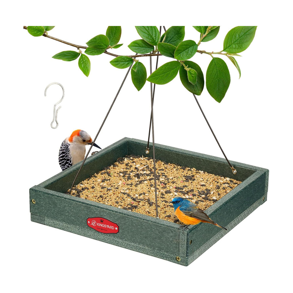 Kingsyard Platform Bird Feeder for Outdoors, Hanging Feeding Tray