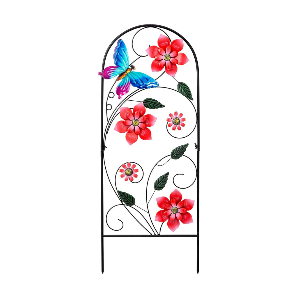 33 Inch Decorative Garden Stakes, Outdoor Garden Decor Metal Flower Butterflies Spring Gardening Decor Art Yard Signs