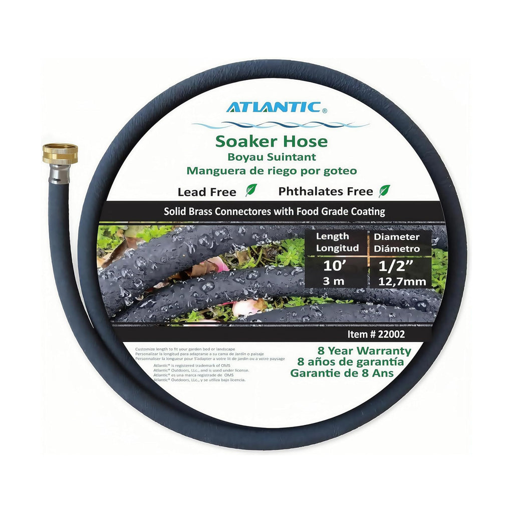 Atlantic Short Soaker Hose 10 FT x1/2" Garden Soaker Hose, Water Seeper Hoses for Foundation Watering, Garden Beds