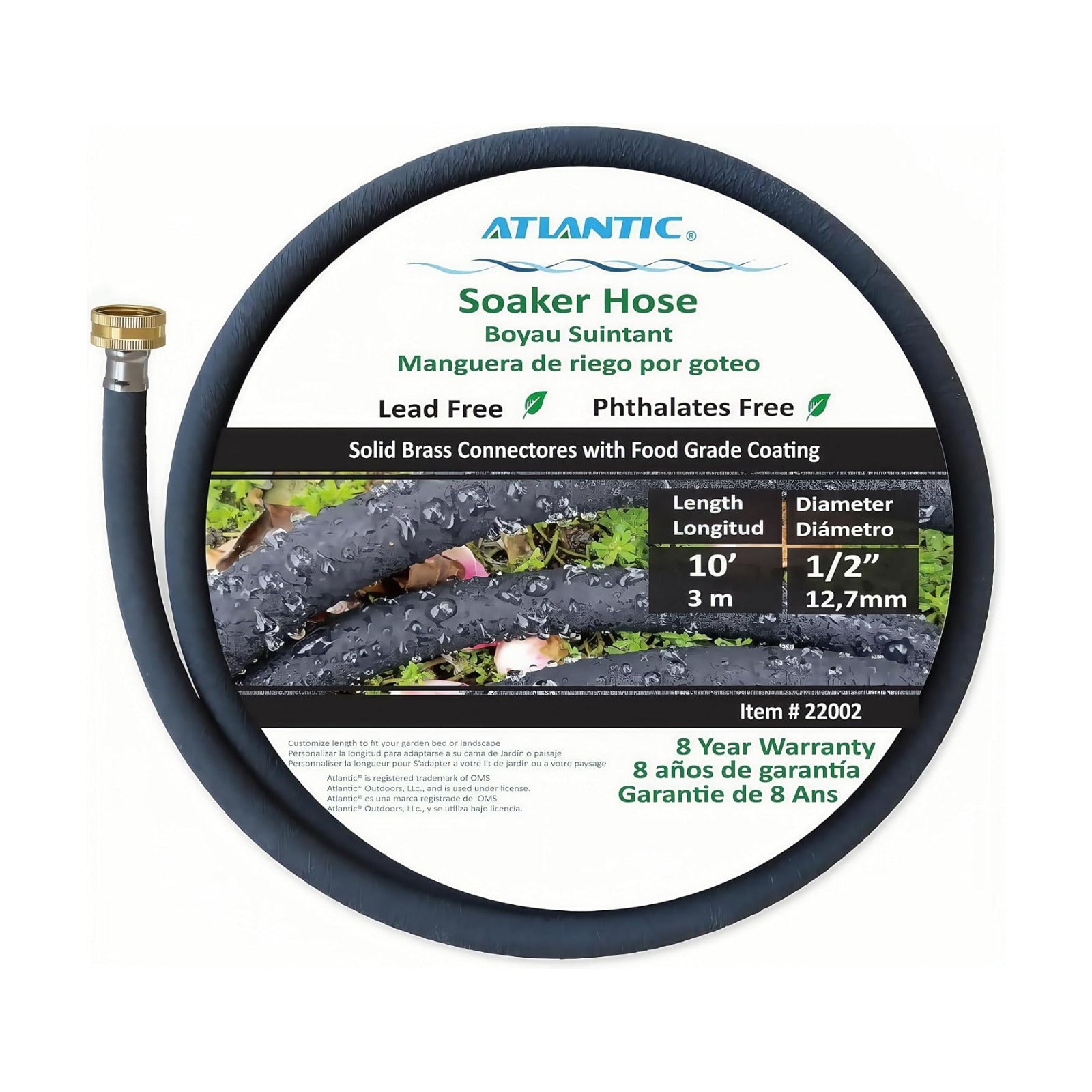 Atlantic Short Soaker Hose 10 FT x1/2" Garden Soaker Hose, Water Seeper Hoses for Foundation Watering, Garden Beds