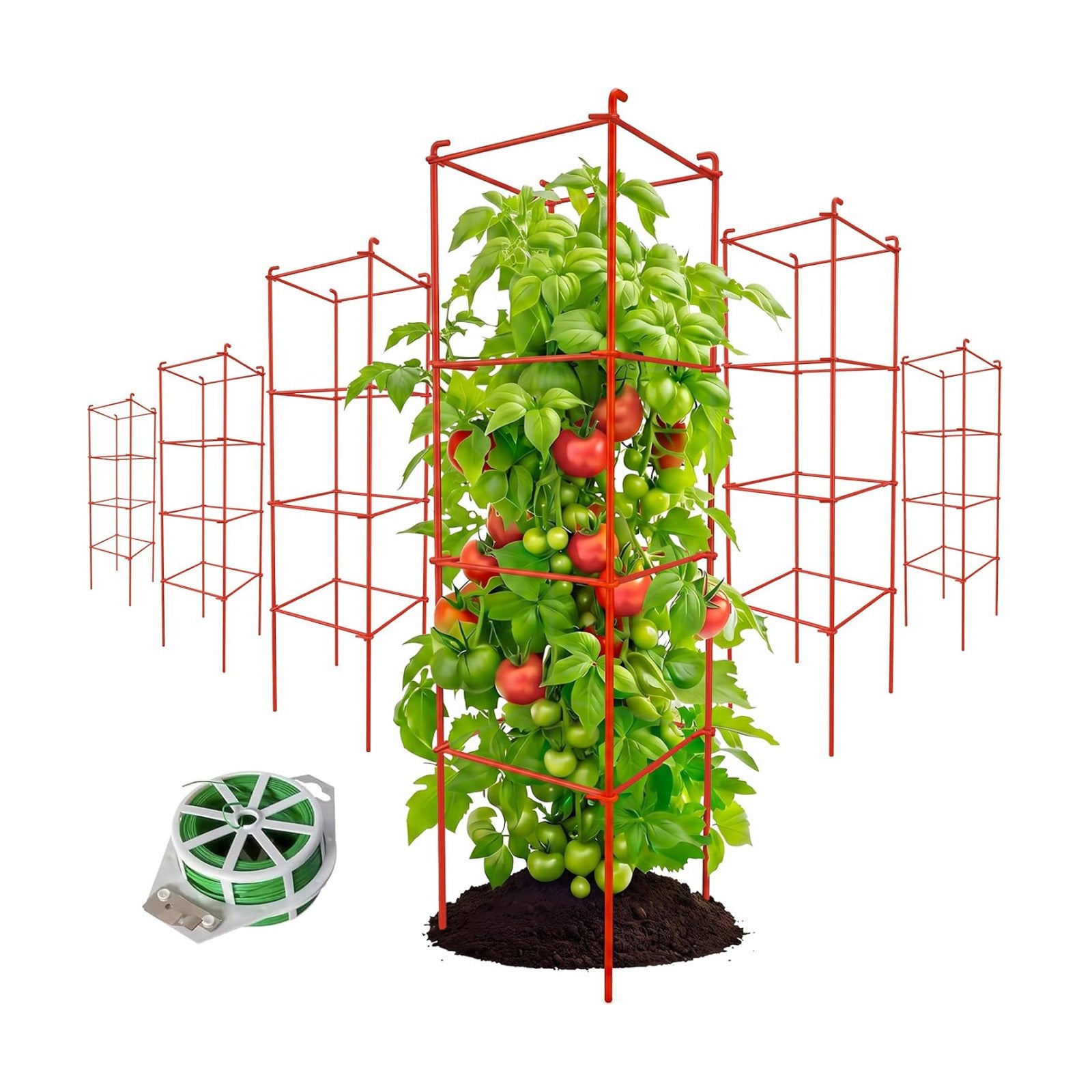 6-Pack Tomato Cage for Garden Plant Support- Up to 46inch | Garden Stakes Tomato Cage,Tomato Trellis for Potted Plants