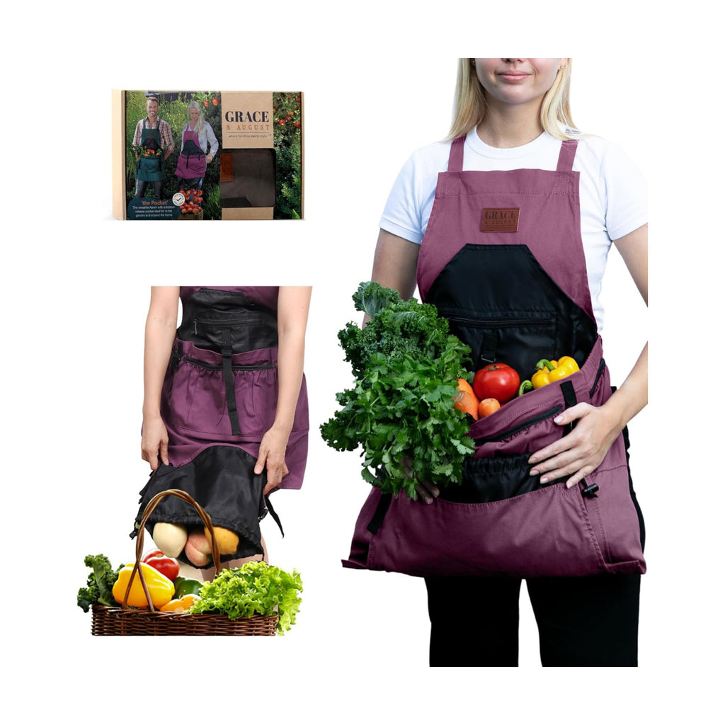 Gardening Apron with Pockets for Women & Men - Garden Apron 7 Pockets & Internal Drawstring Bag - Great Gift