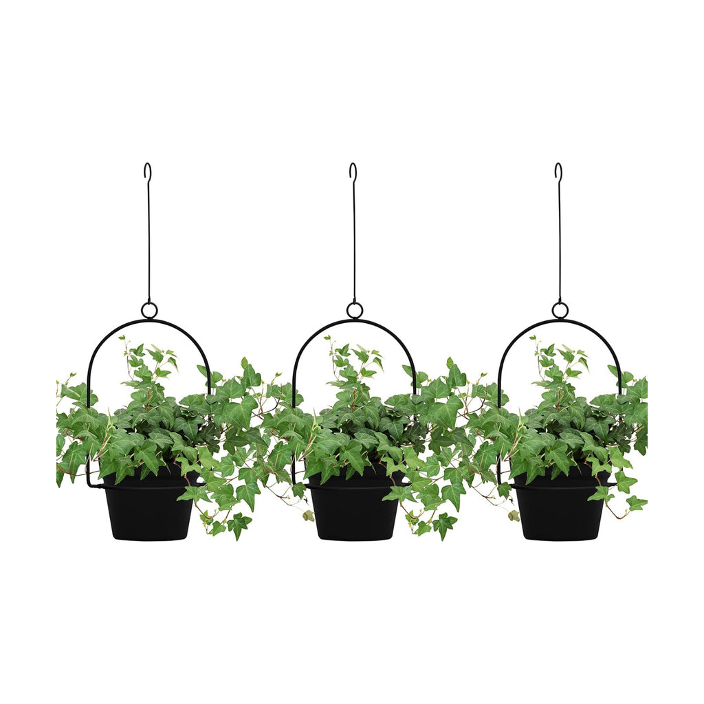 Gardzen 3 Packs Hanging Pots for Plants Outdoor & Indoor, Black Hanging Planter, Pot Hangers for Plant Flower