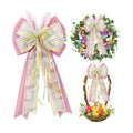 Easter Bows for Wreaths Decorations,Easter Tree Topper Bow,Decorative Bow with Bunny Ears Pink Burlap for Spring Home Front Door Outdoor