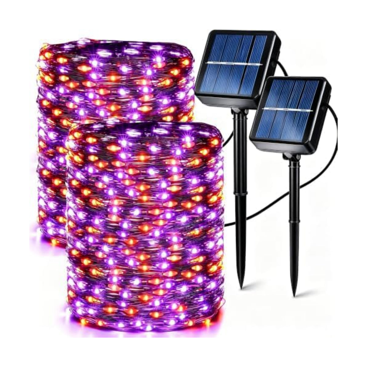 Brizled Solar Halloween Lights Outdoor, 2 Pack Total 240 LED Orange Purple