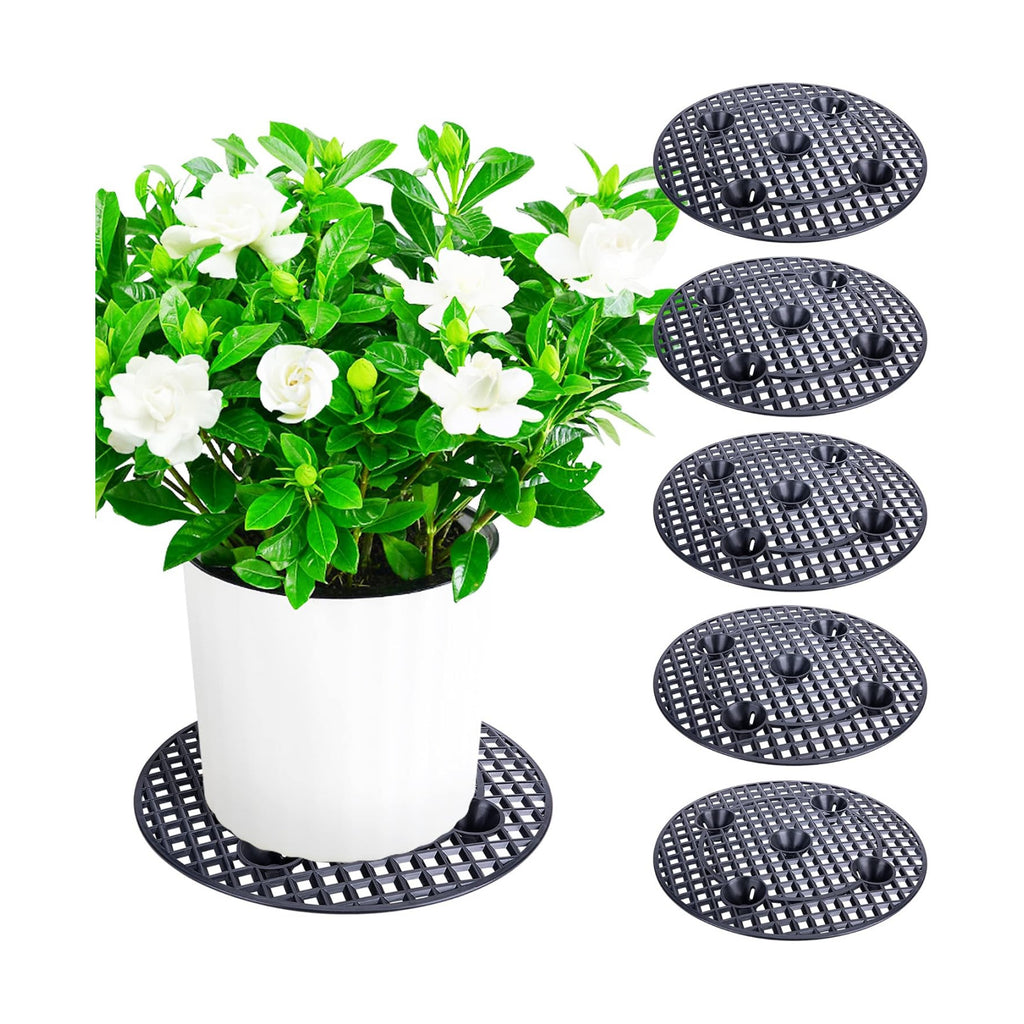 6 Pack Large 15" Plant Level Pot Elevator, Heavy Duty Plants Stands | Black Plant Pot Saucer for Prevent Rot and Damage