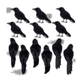 ATDAWN 12 Pack Halloween Black Feathered Crows, Realistic Looking Halloween Birds Decoration