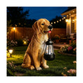 Solar Dog Statue Garden Decor, Golden Retriever Dog Statues Solar Lights | Outdoor Resin Labrador Figurine Holding