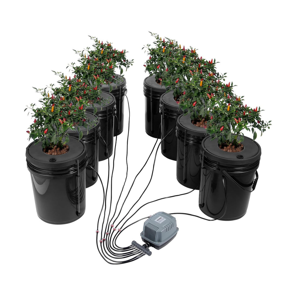 VEVOR DWC Hydroponic System, 5 Gallon 8 Buckets, Deep Water Culture Growing Bucket, Hydroponics Grow Kit with Pump, Air