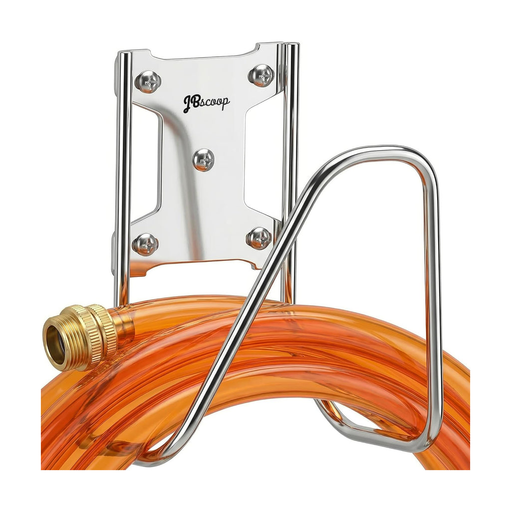JBscoop Garden Hose Holder, Stainless Steel Wall Mount for Water Hose & Extension Cords, Heavy Duty & Rust Proof