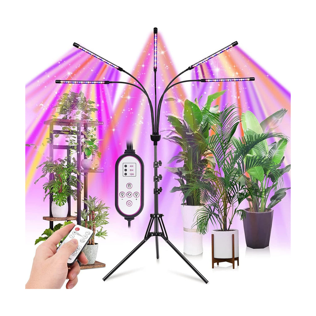 yentbokj Grow Lights for Indoor Plants,5 Heads Red Blue White Full Spectrum Plant Light with 15-60" Adjustable Tripod