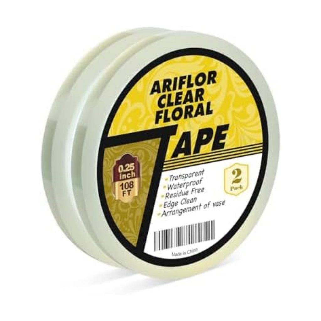 2Packs Clear Floral Tape - 1/4" Wide Floral Vase Tape, Clear Waterproof Floral Tape for Fresh Flower Bouquets and Flower Arrangements Crafts (0.25inch*2Packs)