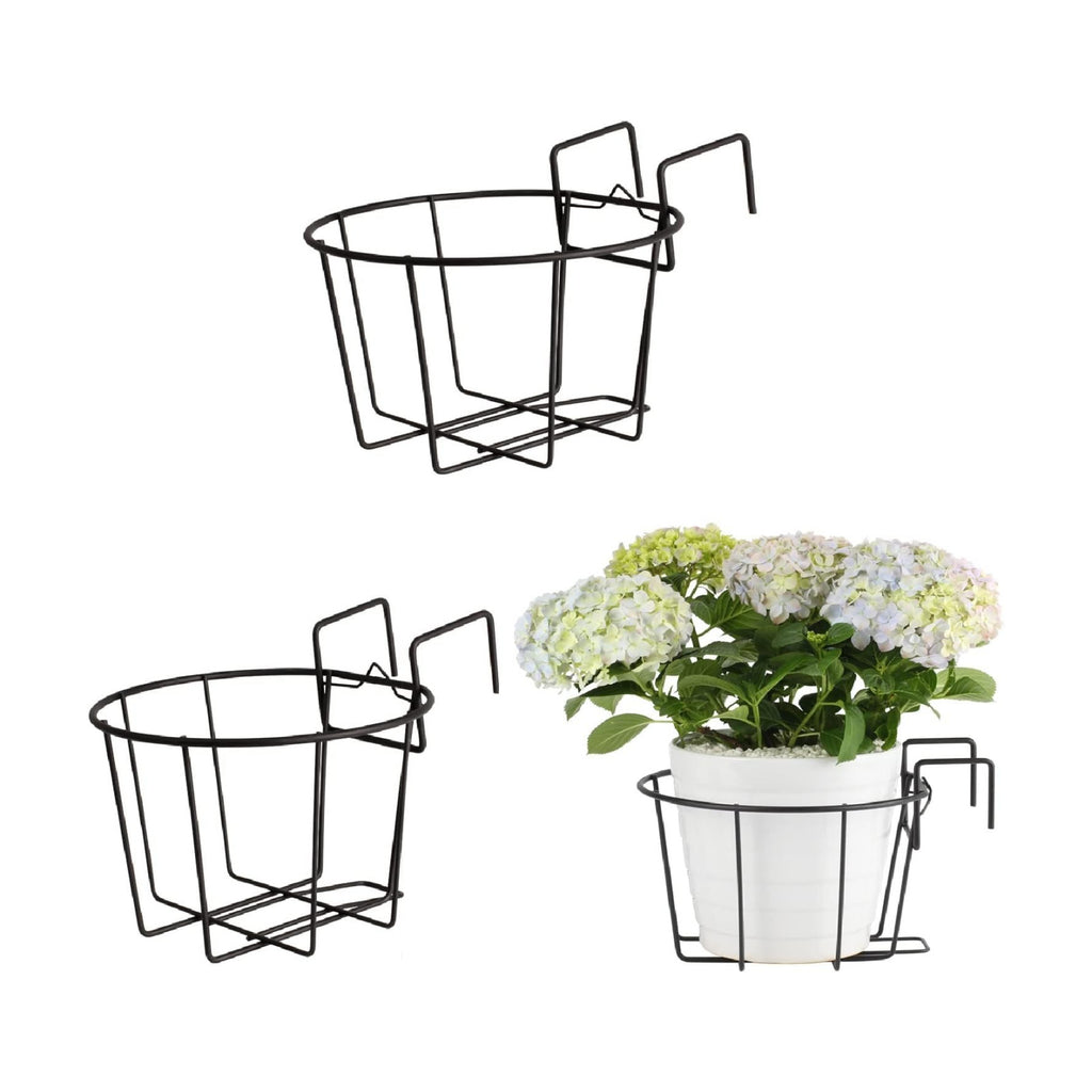 TreeLen 3Pack 10inch Railing Planter Outdoor Balcony Hanging Baskets for Plants Fence Planters Metal Potted Stand