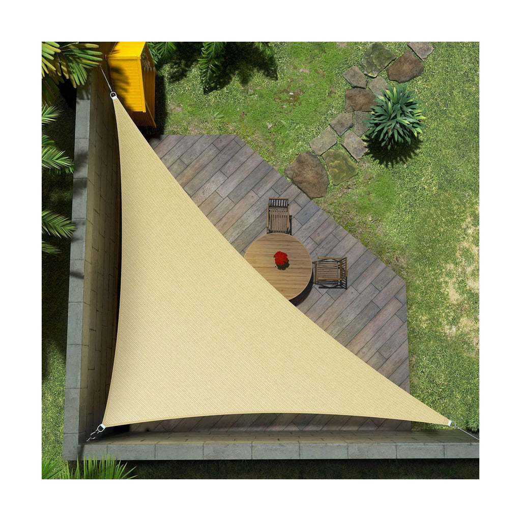 Amgo 12' x 12' x 17' Beige Right Triangle Sun Shade Sail Canopy Awning Cloth AGTAPRT12 - UV Blockage, Water & Air