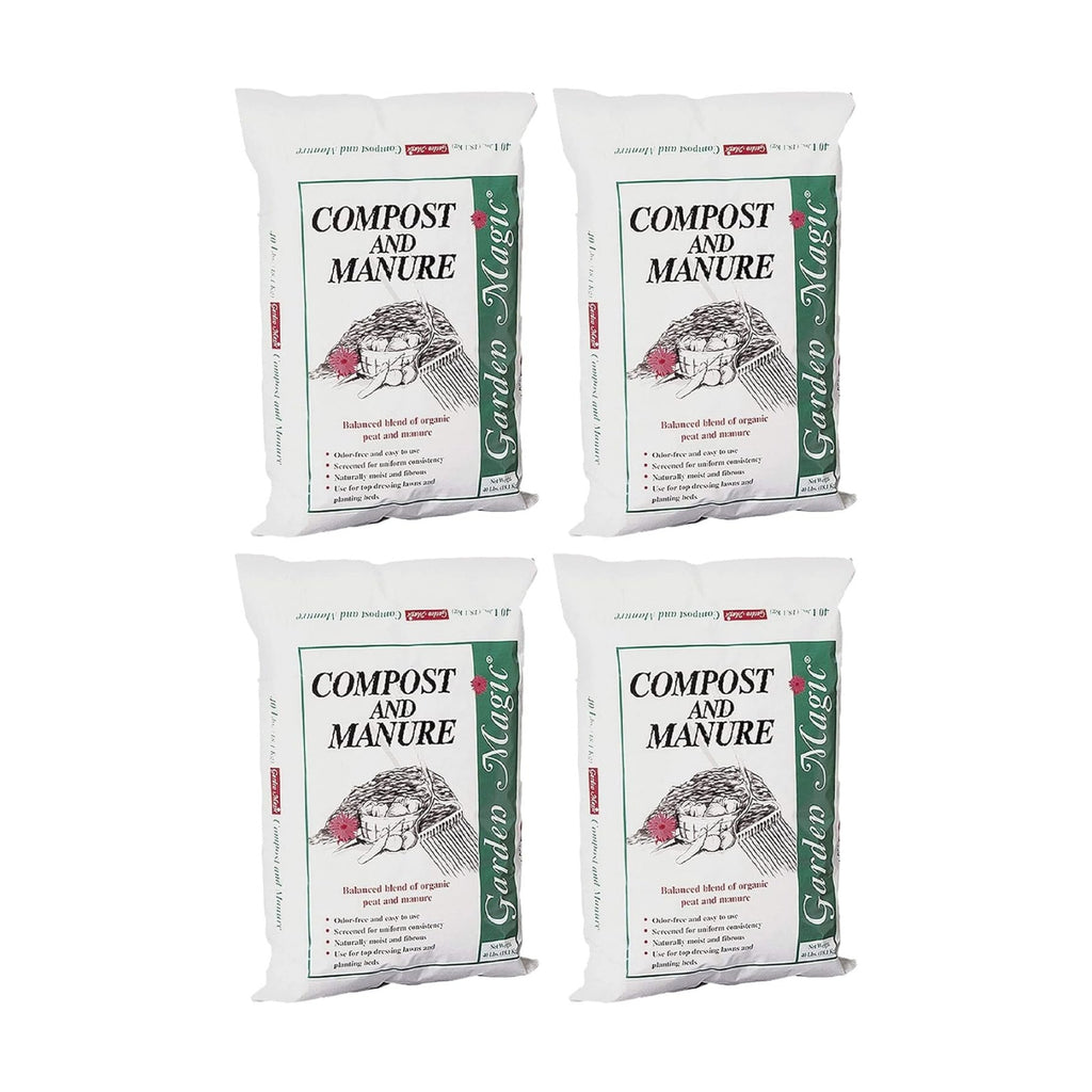 Michigan Peat 4-Pack Compost and Manure Blend, Garden Magic Mix w/Odor-Free Blend, 40 Lbs - Outdoor Lawn and Gardening