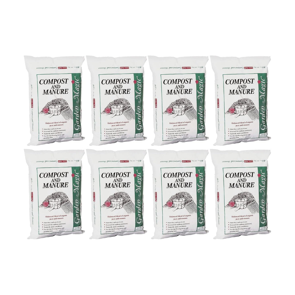Michigan Peat 8-Pack Compost and Manure Blend, Garden Magic Mix w/Odor-Free Blend, 40 Lbs - Outdoor Lawn and Gardening