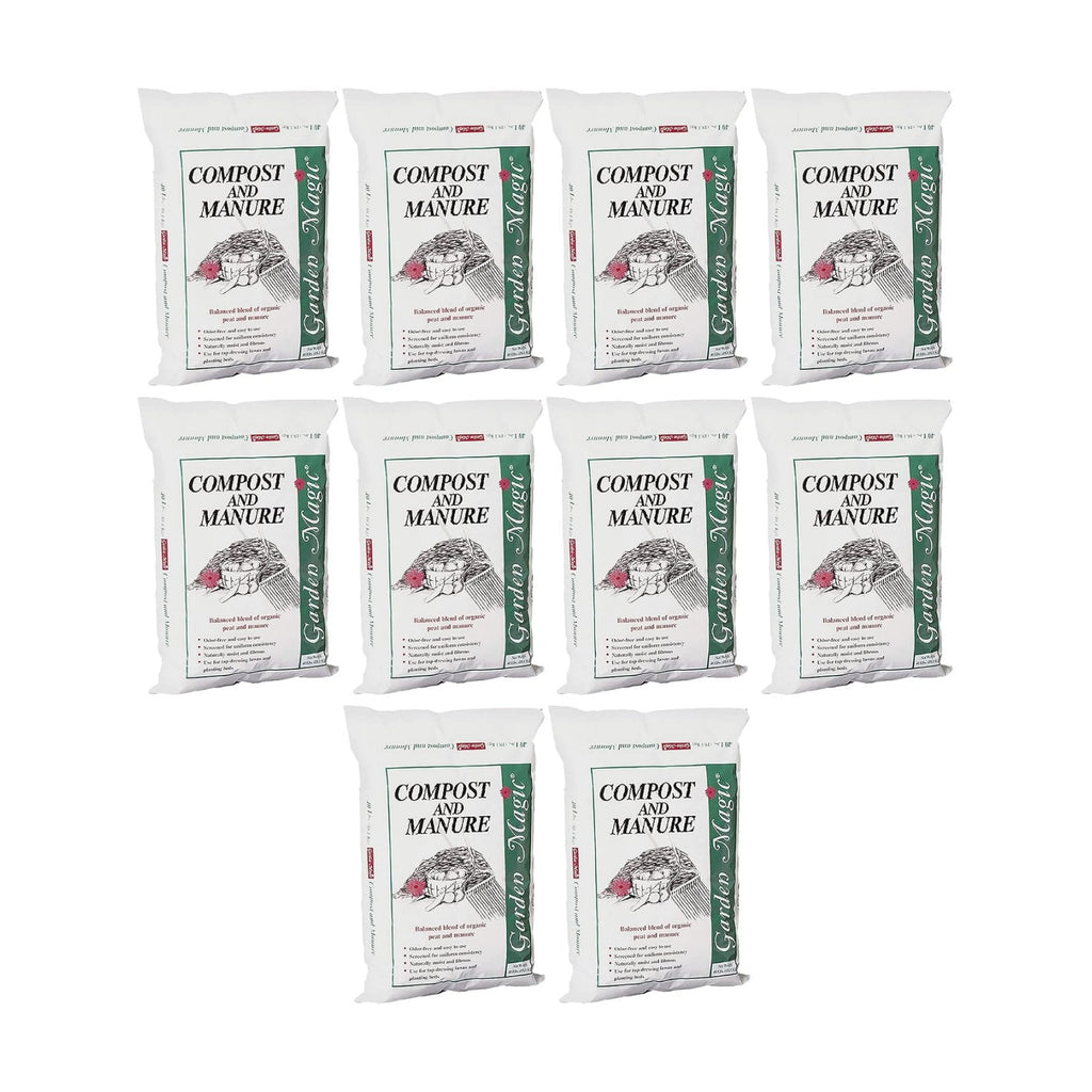 Michigan Peat 10-Pack Compost & Manure Blend, Garden Magic Mix w/Odor-Free Blend, 40 Lbs - Outdoor Lawn and Gardening