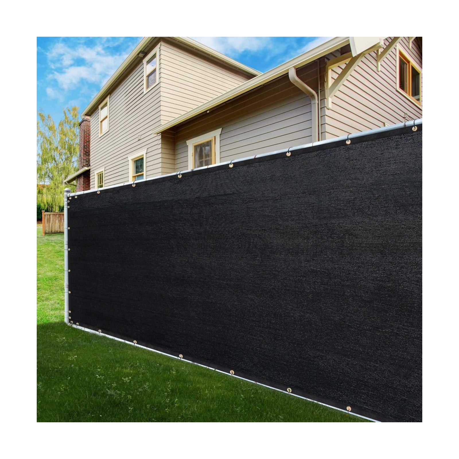 6' x 50' Black Fence Privacy Screen Windscreen Shade Fabric Cloth HDPE, 90% Visibility Blockage, with Grommets, Heavy