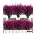 RECUTMS Outdoor Artificial Plant UV Resistant Flower Fake Stems Plants 12Pc
