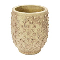 Creative Co-Op Round Sandstone Hobnail Planter with Distressed Finish, Greige