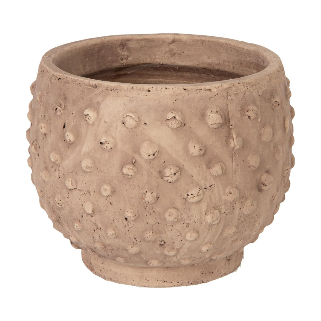 Creative Co-Op 9.25" Round Sandstone Hobnail Planter with Distressed Finish, Greige