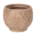 Creative Co-Op 9.25" Round Sandstone Hobnail Planter with Distressed Finish, Greige