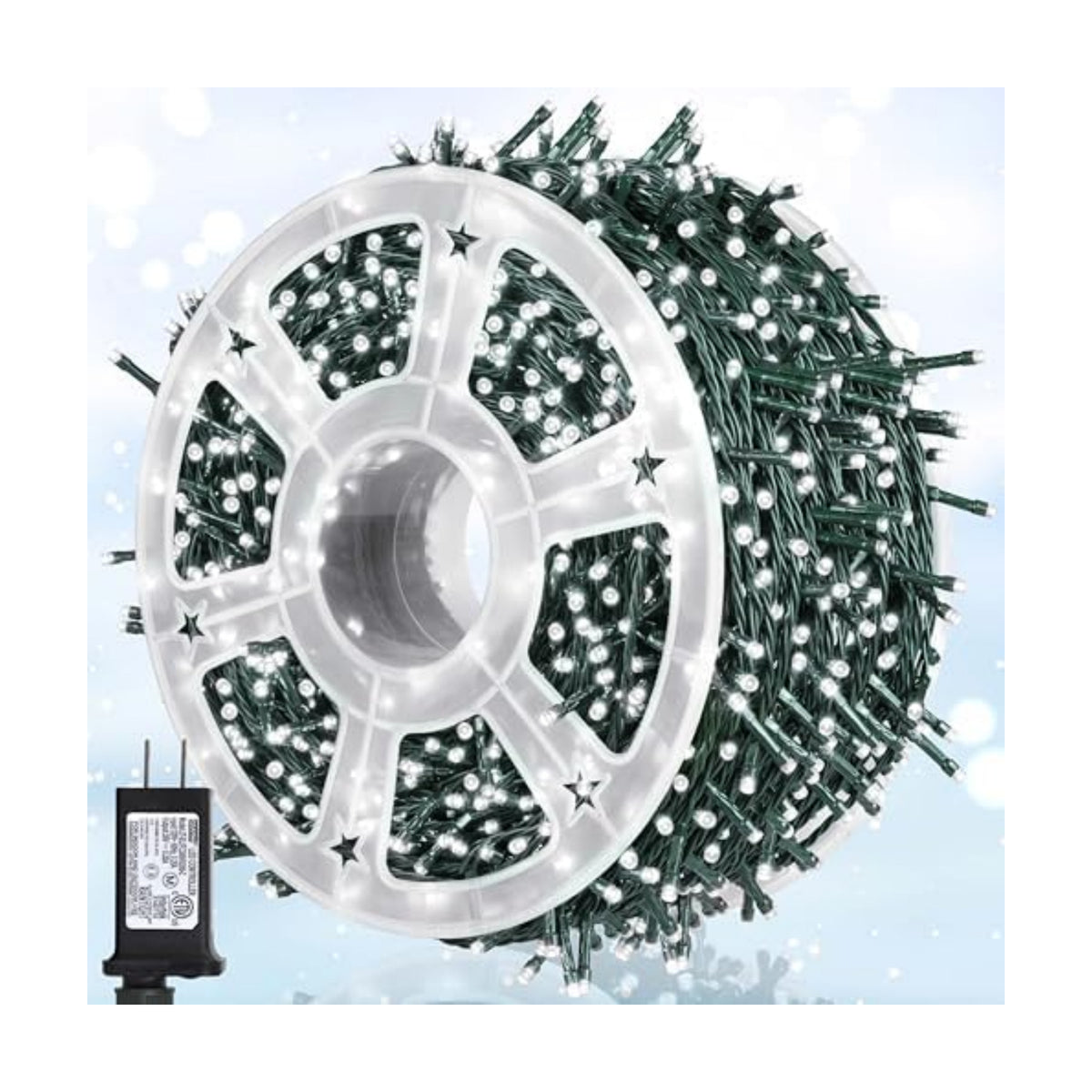 164Ft 500 LED White Christmas Lights, Waterproof 8 Twinkle with Memory Functions Christmas Tree Lights for Indoor Outdoor Christmas Tree Garden Decoration (164FT, White)