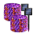 Dazzle Bright 2 Pack Purple and Orange Halloween Fairy String Lights, Total 80FT 240LED Solar Powered Fairy Lights with 8 Modes, Waterproof Copper Black Wire Lights for Outdoor Yard Party Decorations