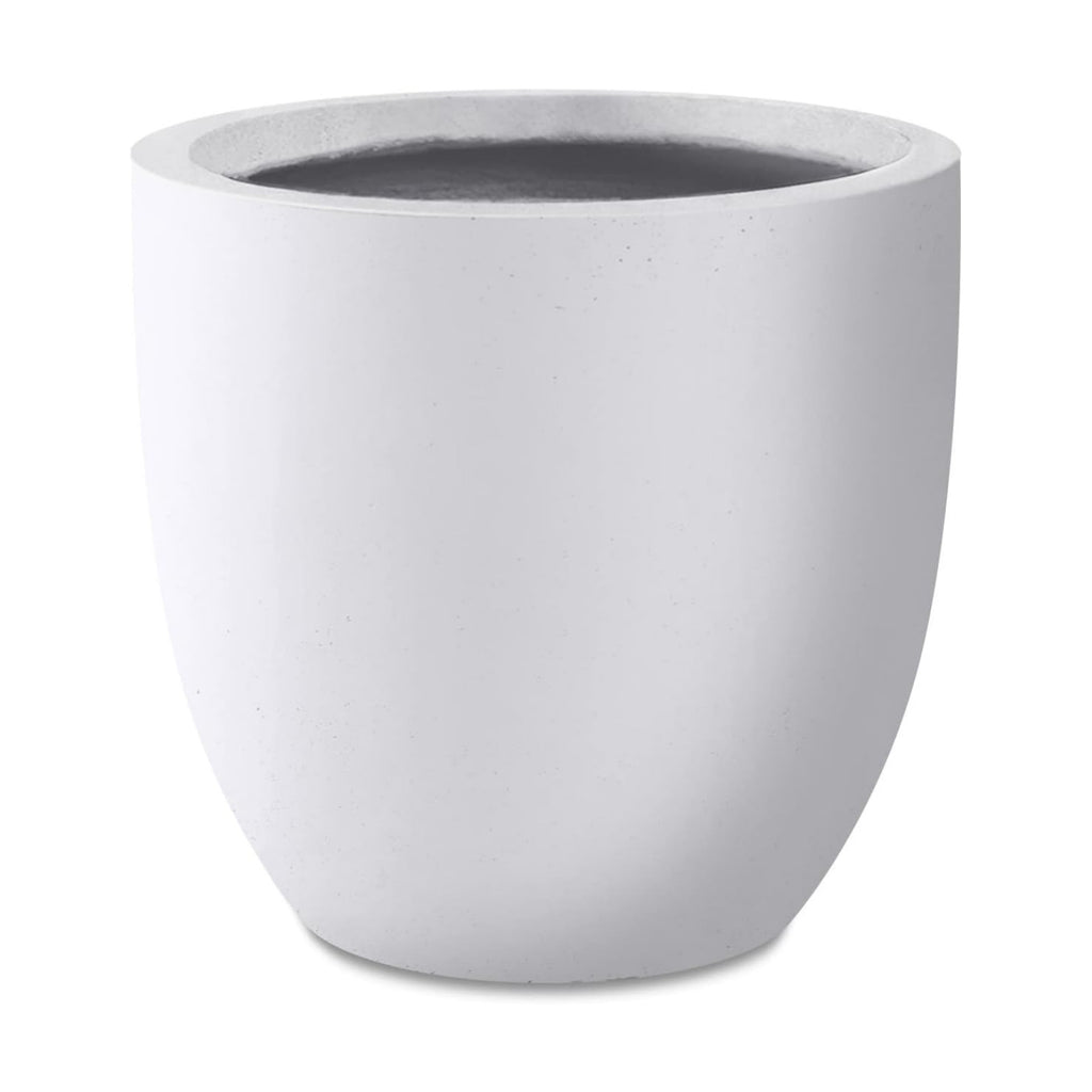 Kante Accent Round Bowl White Concrete Planter 14" Dia, Outdoor