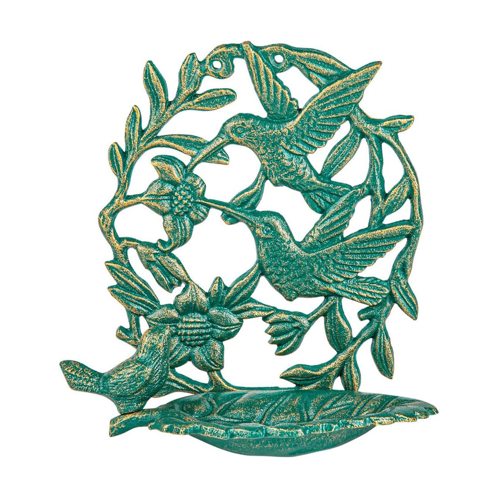 Sungmor Cast Iron Wall Mounted Green Bird Feeder - Hummingbird Design