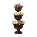 Outdoor Garden Triple Stacked Flower Bowl Urn Tier Planter Decoration, Bronze