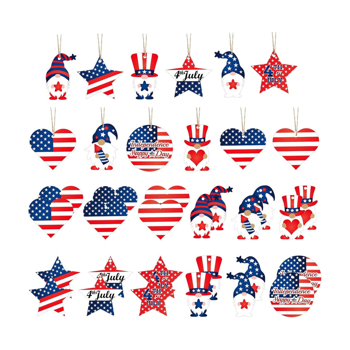 Qunclay 24 Pcs Wood Hanging Ornaments for Tree Decorations