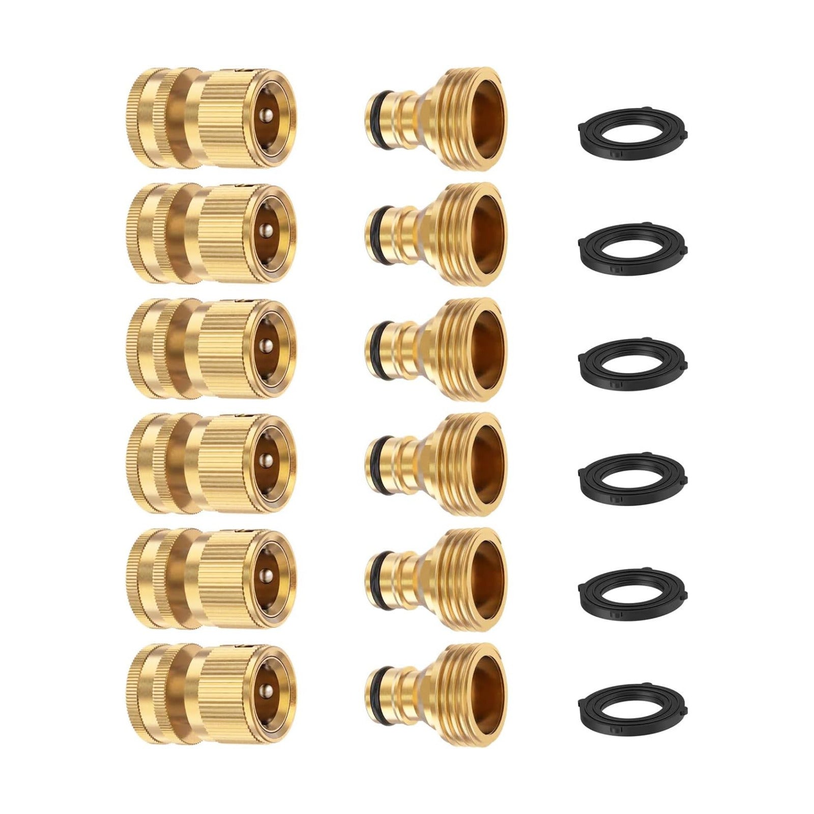 FINEST+ Garden Hose Quick Connector, Solid Brass 3/4 Inch Thread Fitting No-Leak Water Hose Female and Male Easy