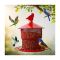 Bird Feeders for Outdoor Hanging,Large Metal Bird Feeders Squirrel Proof Mesh Tube Wild Bird Feeder,Finch Seed Feeder with 4lbs Capacity for Cardinal Chickadee Blue Jay(Red)