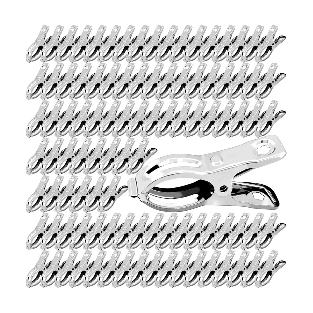 BESTEEL Upgraded 100 PCS Garden Clips, Greenhouse Clamps 100% Stainless Steel Heavy Duty Greenhuose Clips for Netting