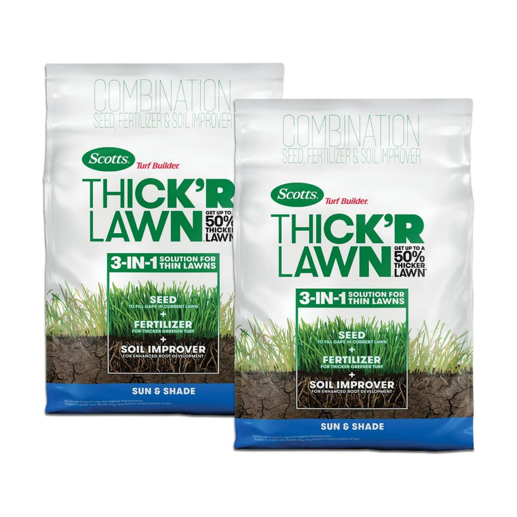 Scotts Turf Builder Thick'r Lawn Sun & Shade, 12 lbs., 12 lbs. (2-Pack) | Combination Seed, Fertilizer and Soil