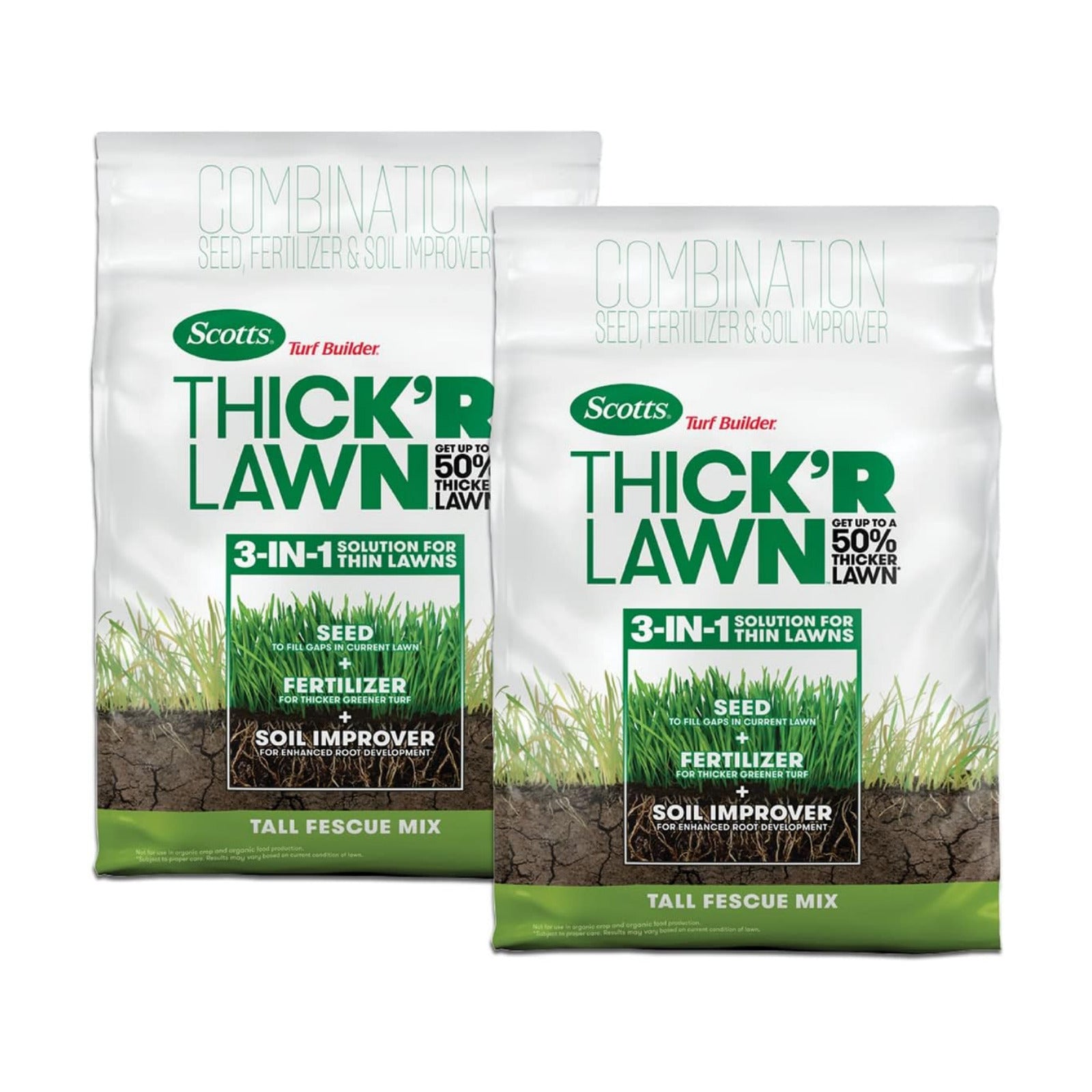 Scotts Turf Builder Thick'R Lawn Tall Fescue Mix, 12 lbs. (2-Pack) | Combination Seed, Fertilizer and Soil Improver