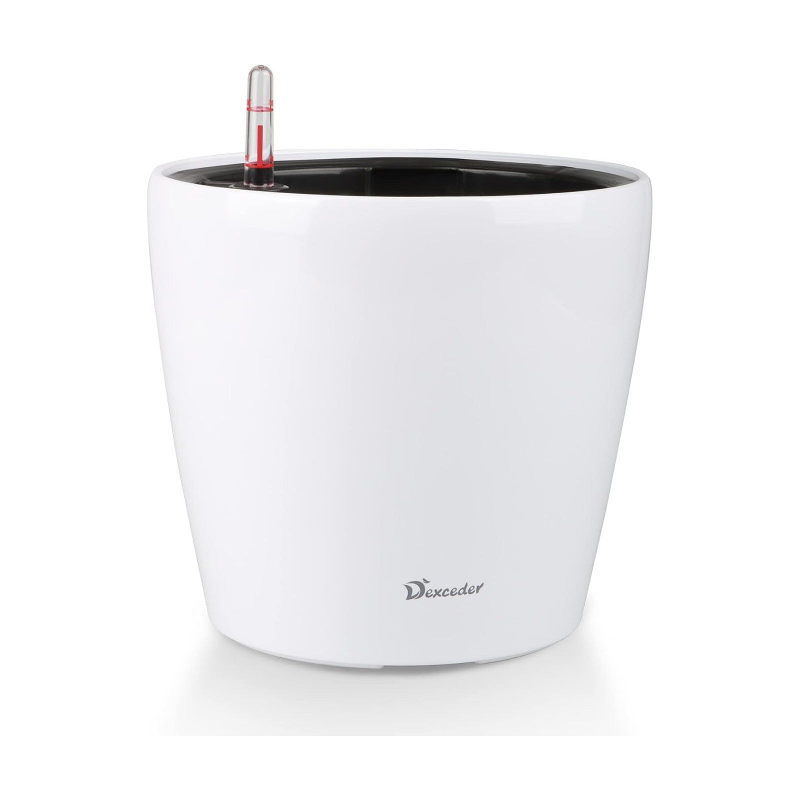 Dexceder 9x8 Self Watering Planter (White High Gloss) | Inner Pot Design, Thickened Table Flower Plant Pot with Water