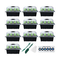 Seed Starter Tray, 10 Pack 12 Cell Seed Starter Kit with Humidity Dome, Reusable Plant Trays for Seedlings, Germination Kit with Humidity Strip for Plant Growing, Starter Pots for Planting