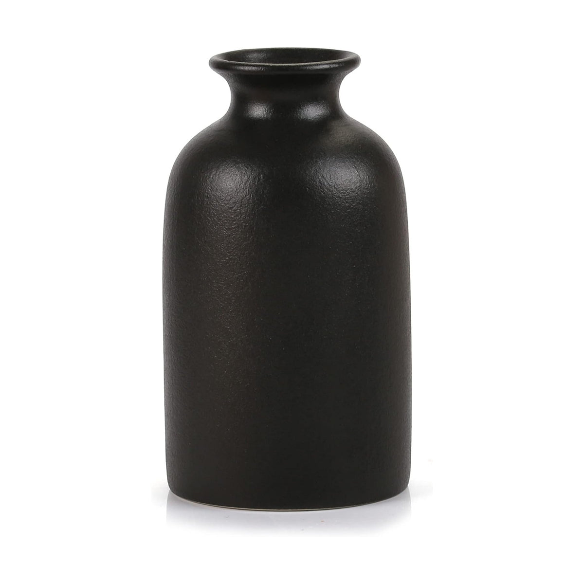 Ceramic Black Small Vase, Dry Flower Vases Minimalism Style for Modern Table Shelf Fit Fireplace Bedroom Kitchen Living Room Home Decor (Black, Small)
