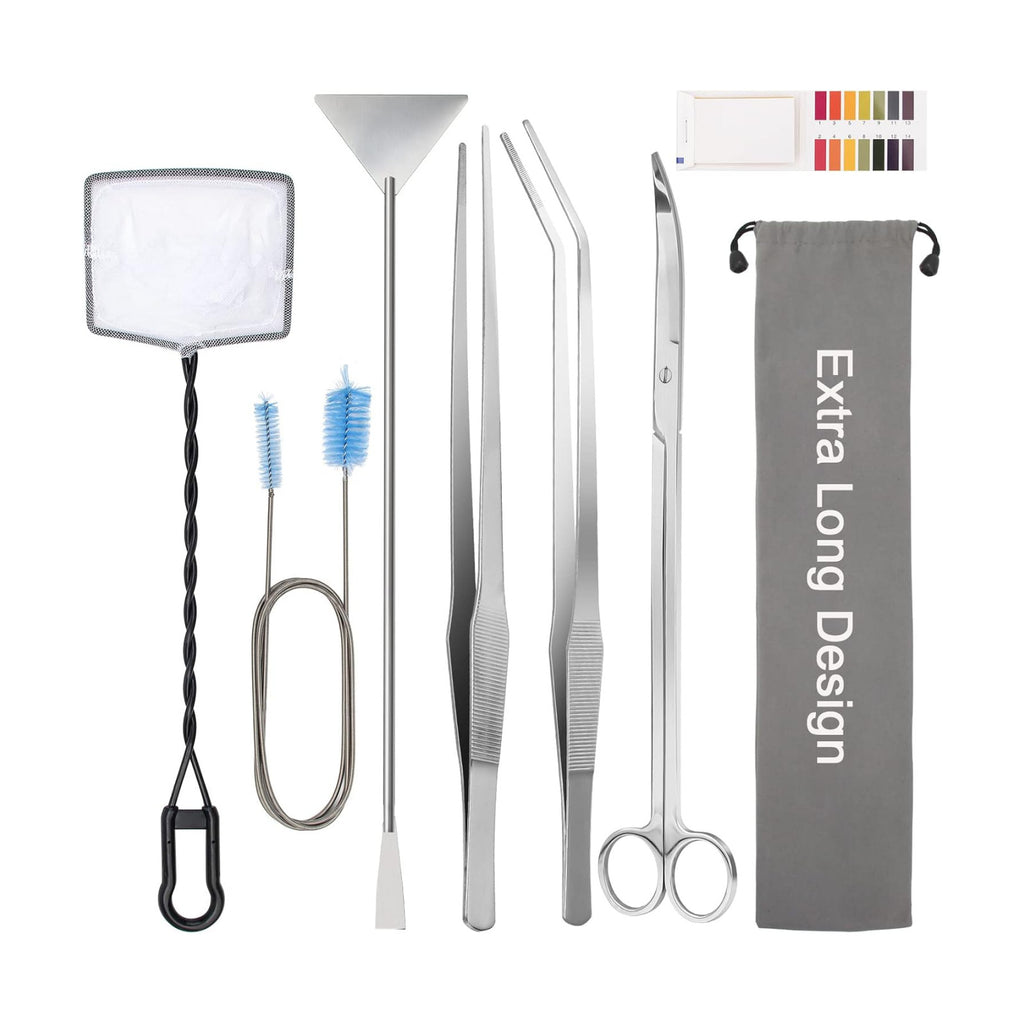 Extra Long Aquarium Aquascaping Tools Kit 8 in 1, Liveek Stainless Steel Aquarium Plant Tools Long Fish Tank Aquascape