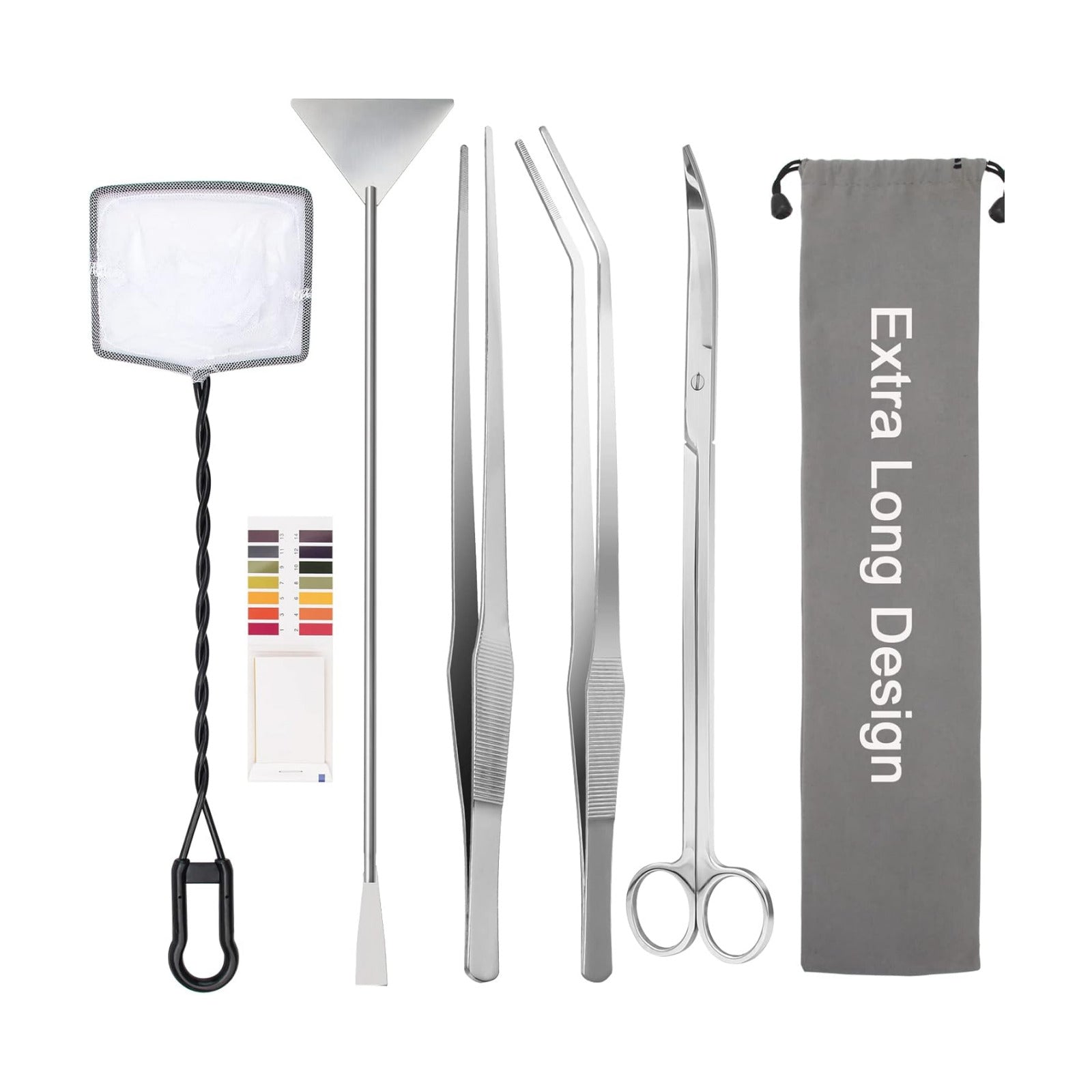 7 in 1 Aquarium Aquascape Tool Kit 15 inch, Aquatic Plant Extra Long Aquascaping Tool for Aquarium Fish Tanks Clean