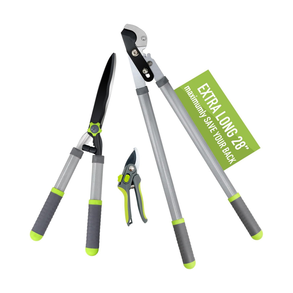 Altdorff Garden Loppers Pruning Shears, Updated 3PCS Hedge Clippers Combo Set, Branch Cutter with Compound Action