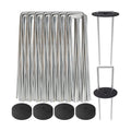 Landscape Staples 6 Inch with Gaskets, Galvanized Garden Stakes | 200 Pack 11 Gauge Vapor Barrier Stakes, Metal SOD