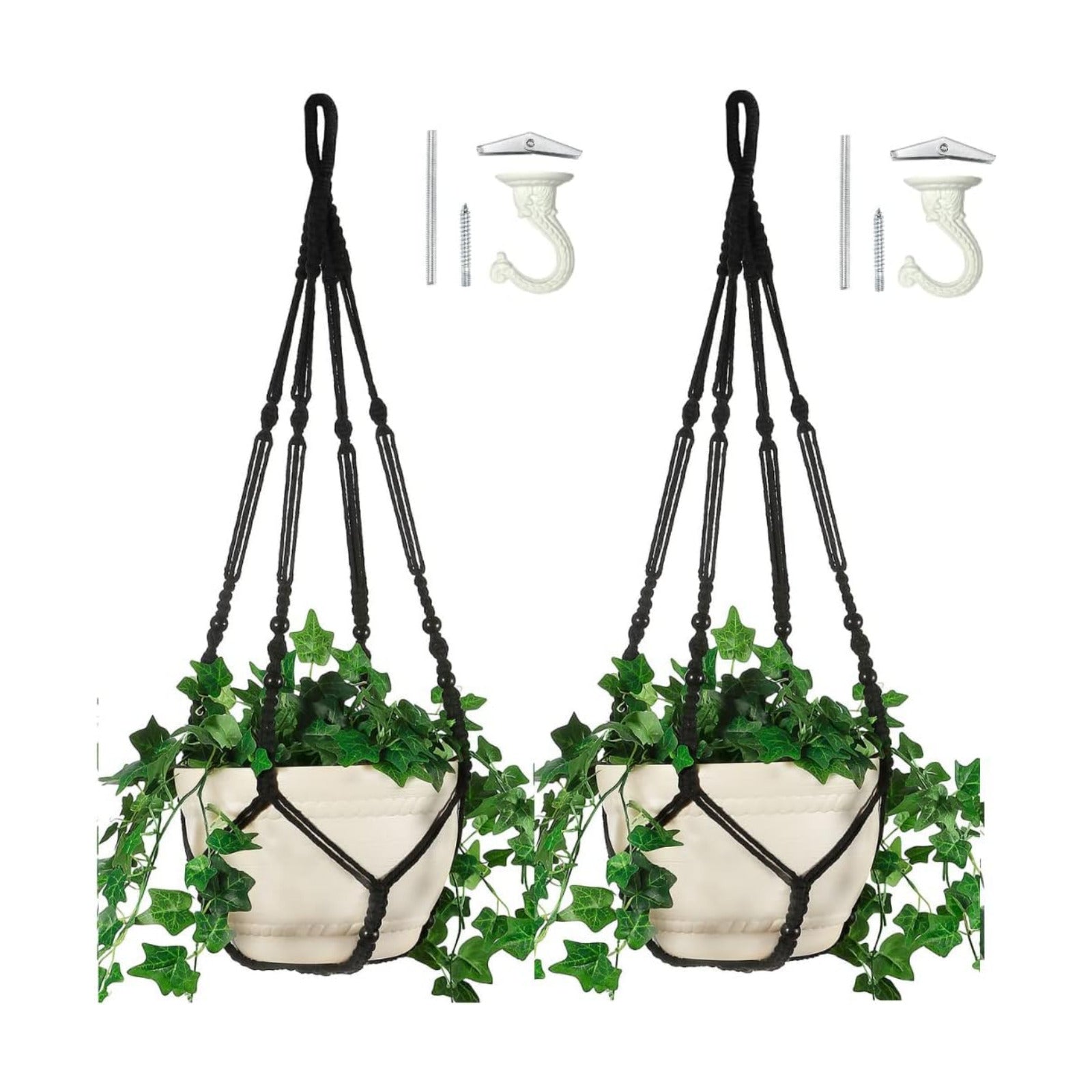 2 Pack Macrame Plant Hanger Large for 12 inch Pot, Large Plant Hanger | Large Macrame Plant Hanger, Long & Outdoor