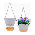 QCQHDU 2 Pack 10 Inch Hanging Planters for Indoor Outdoor Plants, Hanging Baskets Flower Pots with Reservoir Tray &