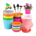 Hahood 20 Pack Plastic Planters 5.5 Inch Plant Flower Pot with Trays, Seedlings Nursery Pots Planter Flower Container