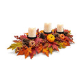 Fall Centerpiece Table Decorations, 27.5'' L Assorted Artificial Pumpkins, Pine Cones, Berries, and Autumn Leaves Harvest Table Candle Holder for Dinning Table, Fireplace Mantel (Candle Not Included)