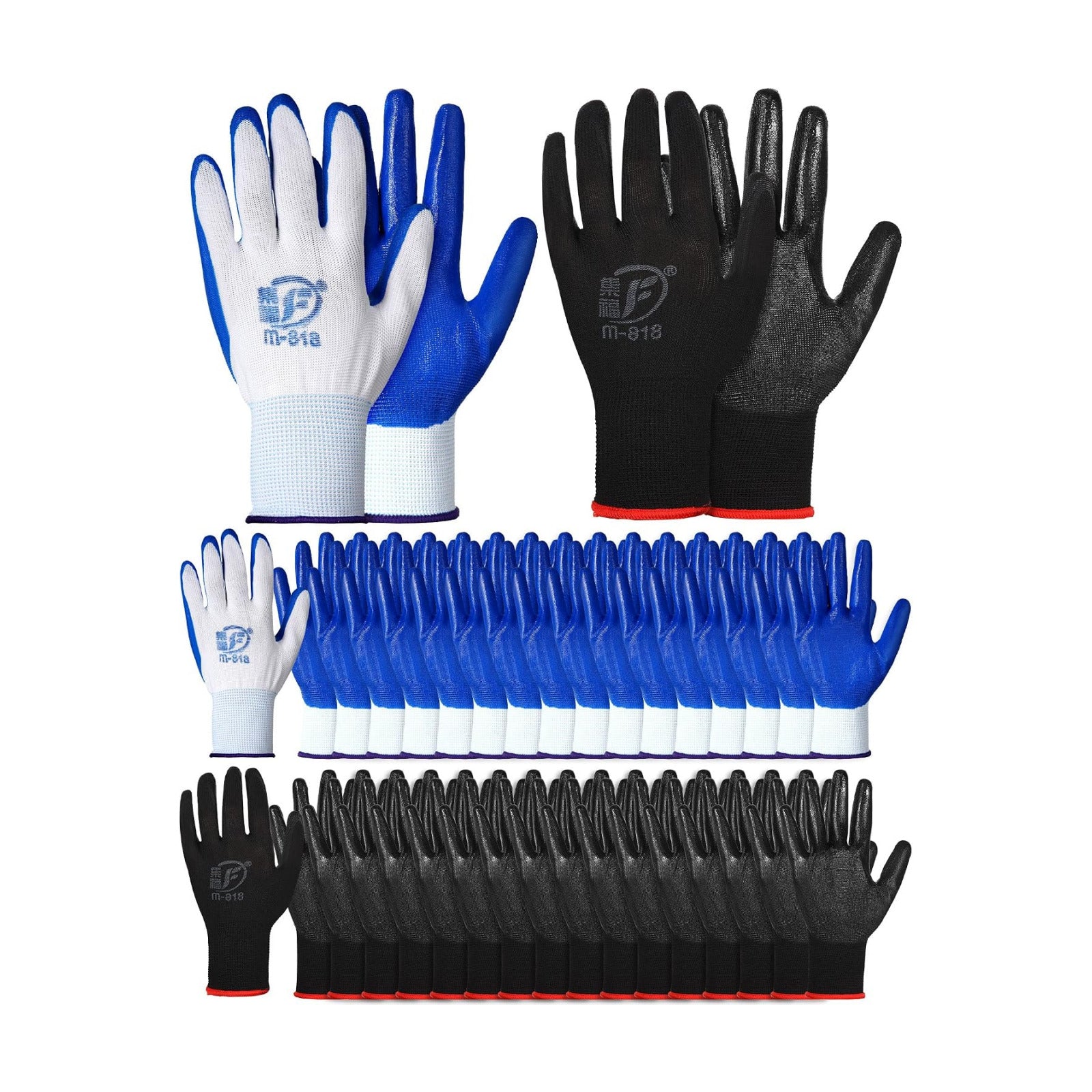 Honeydak 36 Pairs Garden Gloves Bulk for Men Women | Heavy Duty Work Gloves, Breathable Rubber Coated, Durable